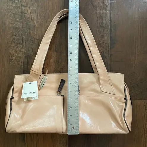 PETUSCO made in Spain peach leather baguette bag, NWT
