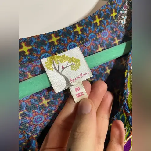 Fig & Flower / Figueroa & Flower Turquoise Boho Aztec Detailed Blouse Size Med