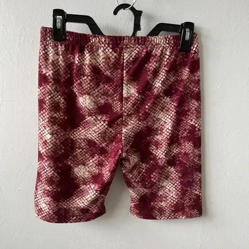 BCBGeneration BcbgGeneratin High Waist BIKE Shorts LARGE animal Snake Skin Print Red YOGA