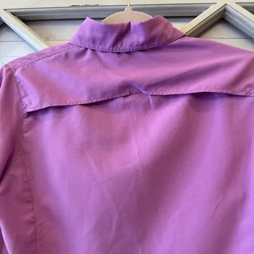 10,000 Ft Above Sea Level Shirt Women's Small Long Sleeve Button UP Top Hiking Pink