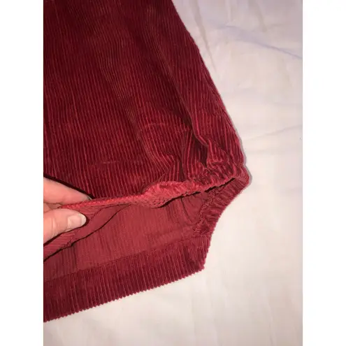 Lagenlook Corduroy Skirt Size S/M Slouchy Asymmetrical Midi Elastic Waist Fall Red