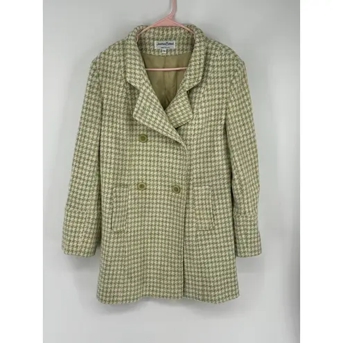 Vintage Jonathan Michael‎ wool tweed long coat Green Size 14 Houndstooth