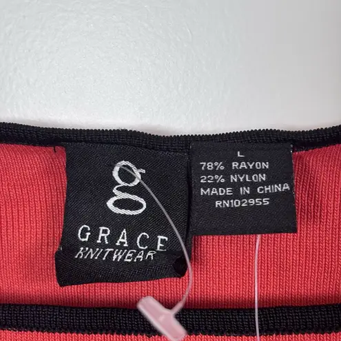 Grace Knitwear the perfect fit long sleeve shirt size Large Orange/Red/Black NWT Orange