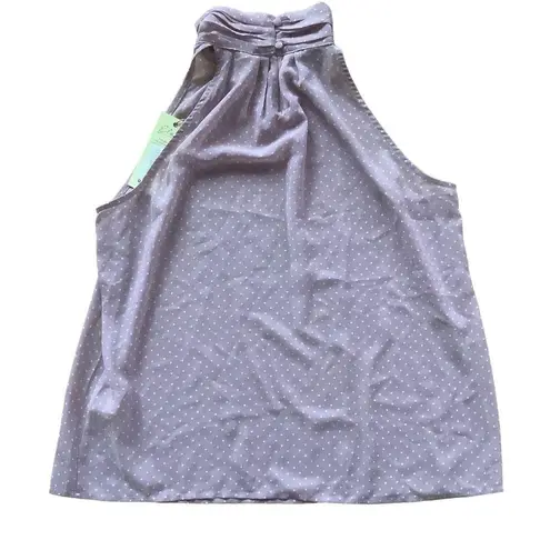Elan women’s lilac polka dot top sleeveless turtleneck sheer size medium