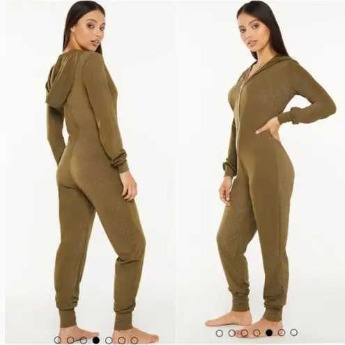 Savage x Fenty glitter onesie in olive green gold Size M