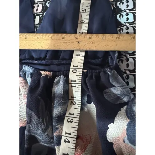 Floral Maxi Dress Size S Navy Blue Pink Halter