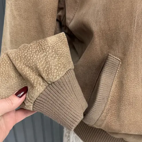 Members Only Vintage Tan Suede Bomber Jacket – Size 42 (Fits Women’s S–M)