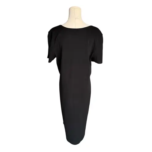 Ming Wang - NWOT Black Knit Midi Sheath Dress Short Sleeve Sz L