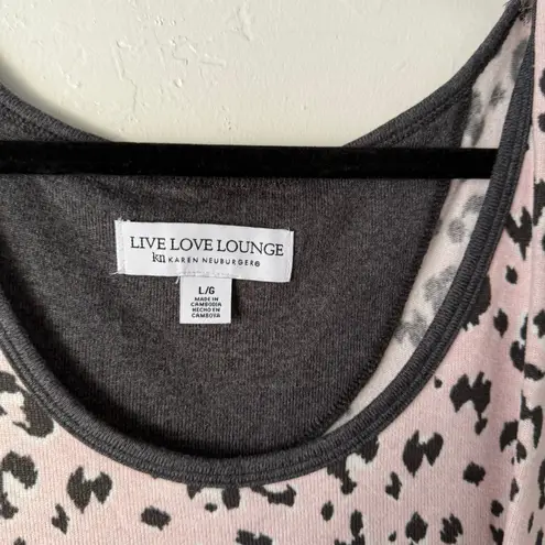 Live Love Lounge Karen Neuburger Size Large Pink Gray Leopard Soft Sleep Tank