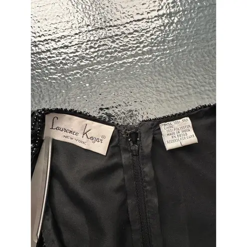 Laurence Kazar Vntg 1980s Lawrence Kazar New York Beaded Silk Black Hand-Beaded Evening Gown