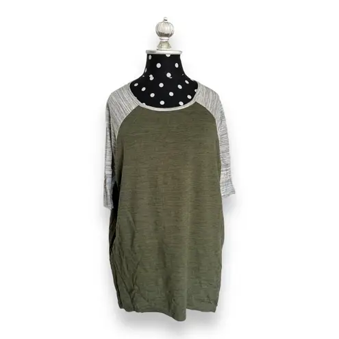 LuLaRoe  Womens Top XS Olive Green Heather Gray Space Dye‎ Irma Tunic Shirt Knit - Image 4