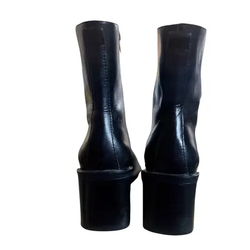 Vintage 90s Y2K Chunky Black Leather Boots Made in Brazil Size 6