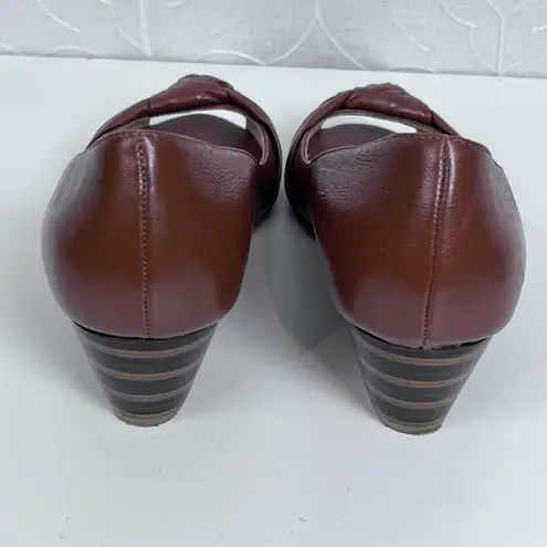 Johnston & Murphy Womens Shoes Size 7.5 Red Open Toe Slip On Heels Pumps