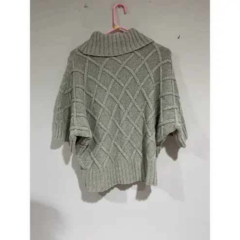 Womans Lea Nicole Gray Short Sleeve Turtle Neck Pullover Chunky Knit Sweater Xl