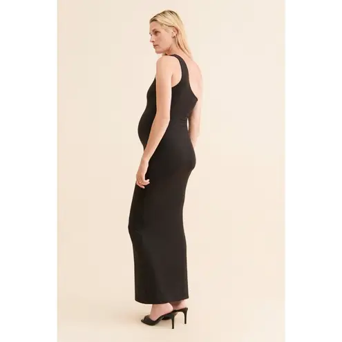 BUMPSUIT MATERNITY POSTPARTUM SARAH MIDI BLACK ONE SHOULDER DRESS EUC SIZE XS
