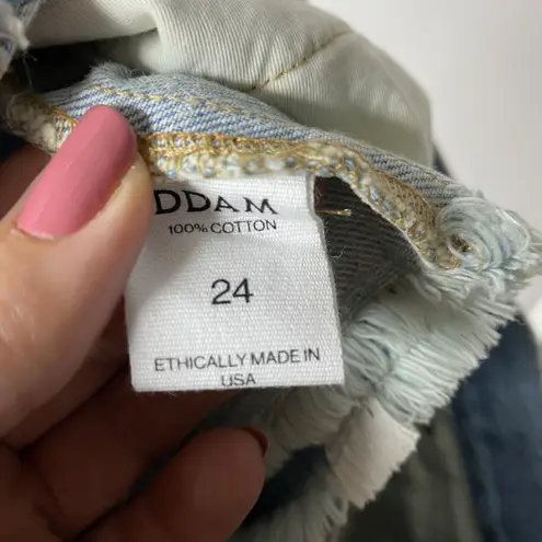 DDAM Women's 24 Denim Cut Off Shorts Blue Pattern Ethically USA Made Cotton