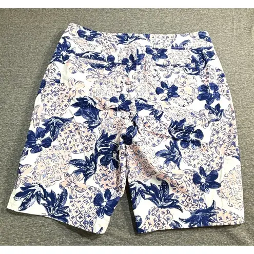 Juniper Lime Floral Pineapple Print Shorts Sz 10 Pink & Blue Golf Pickleball