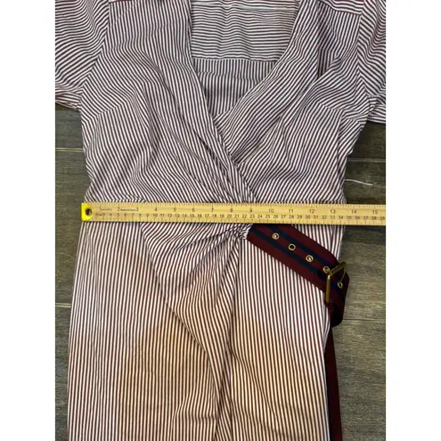 Veronica Beard Shirt Dress Size 4 Jacinda Striped Stretch Cotton Wrap Belted