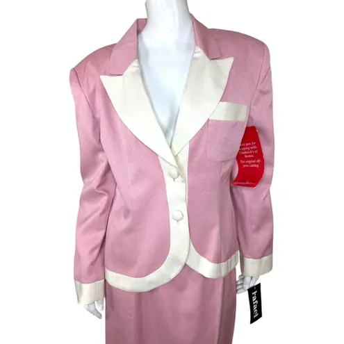 Vintage Rafael Womens Dusty Pink Ivory 2 Piece Blazer Pencil Skirt Set 14 NWT