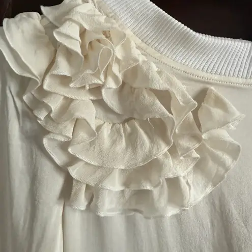 Dolce & Gabbana Y2K Vintage | Silk Ruffle Shoulder Sweatshirt Top Wool trim Sz 8