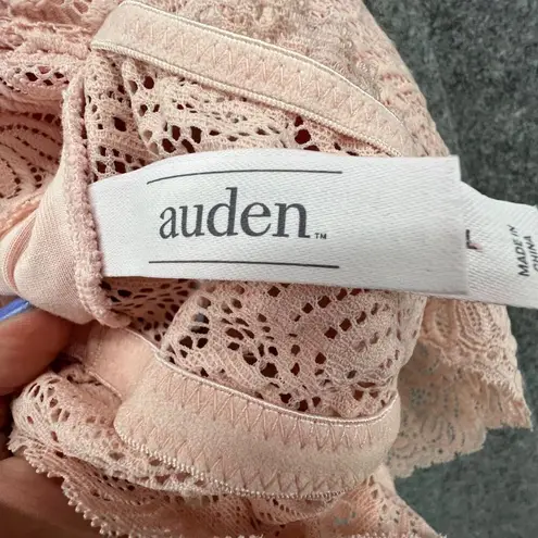 Auden Bralette L Pink Lightly Lined Racerback Lace Overlay Stretch Feminine Size L