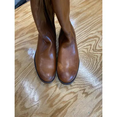 Frye  Riding Boots Womens 8.5 M Brown Leather Side Zipper Knee High Round Toe S24