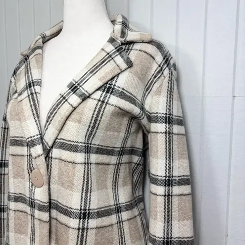 Tahari Neutral -Cream One-Button Plaid Jacket / Blazer Size L