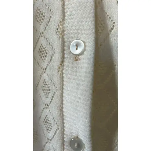 Vintage 70s White Knit Cape with Fringe