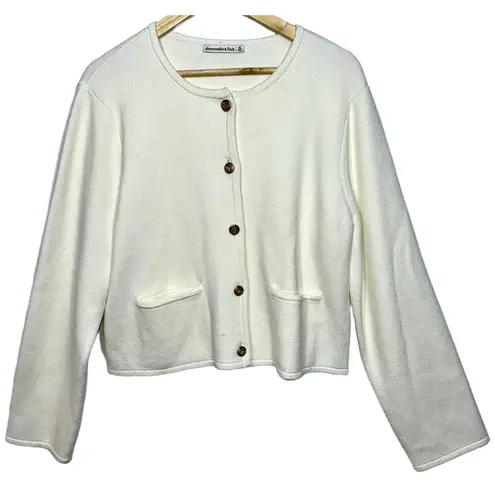 Abercrombie & Fitch  Cream Knit Gold Button Long Sleeve Cardigan Sweater Size XL - Image 1