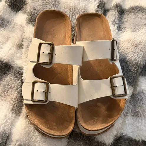 White Double Strap Platform Sandals Size 6.5