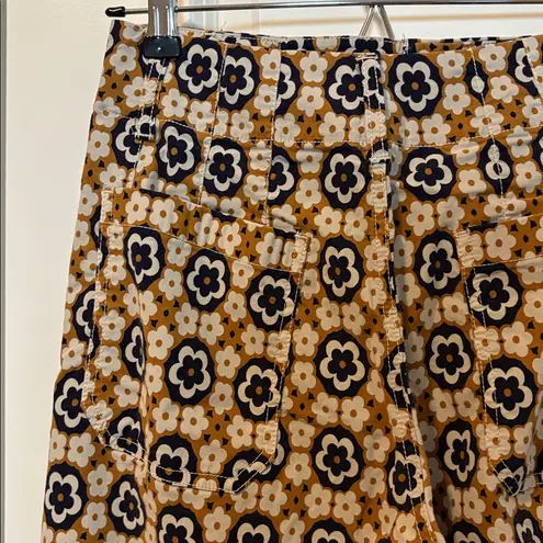 Maeve Anthropologie Colette Cropped Wide Leg Pants 70s Floral Hippie Sz 27 p