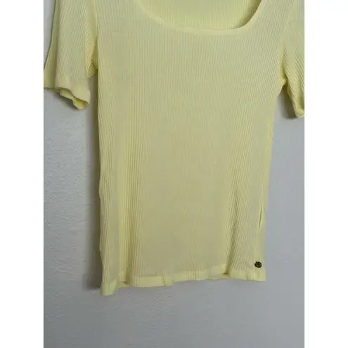 Scotch & Soda Fitted Ribbed Scoop-Neck T-Shirt Butter Yellow Square Neck