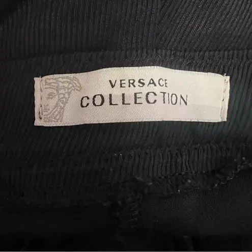 Versace Collection Stretch leggings with Medusa Zipper Blue Size 6