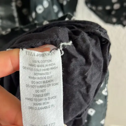 Ulla Johnson Gray Geometric Smocked Waist Tunic Mini Dress Cotton Lined Small