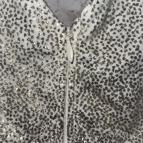 Lulus Dress Medium Sparkling White Tulle Ballerina Dream Cream Gold Skater Dress