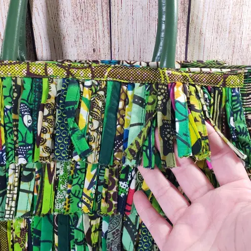 FURAHA Green, Tan, Multicolor Abstract Print Woven, Sustainable, Shoulder Bag Green