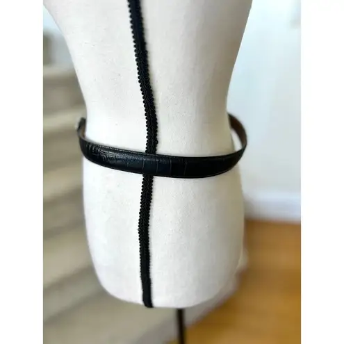 Coldwater Creek Black Embossed Alligator & Silver Filigree Buckle Belt (L)