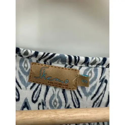 Skemo Women Size Small Blue Printed Sequin Tassel Tunic Swim Coverup Boho