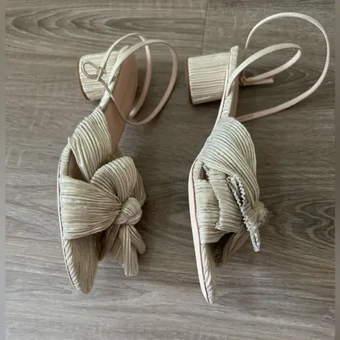 Loeffler Randall Dahlia Ankle Strap Knotted Sandal in Platinum, Size 12