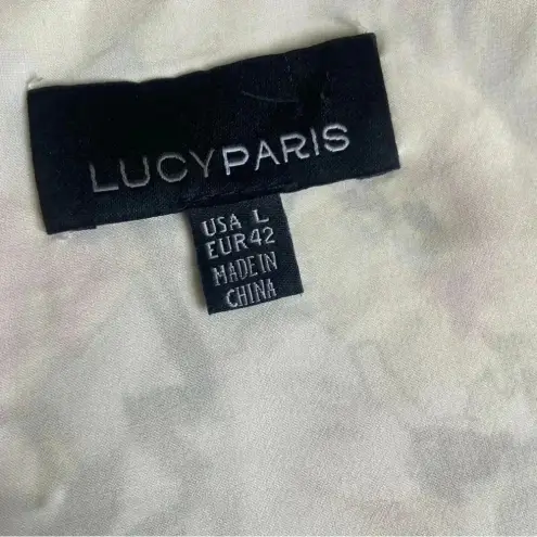 Lucy Paris New‎  Gathered Crop Top Floral Blouse Sleeves Ruffle size L Coquette