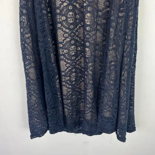 Sharagano NWT Lace Sleeveless Dress Navy Blue Size 4 NEW $108 I1318