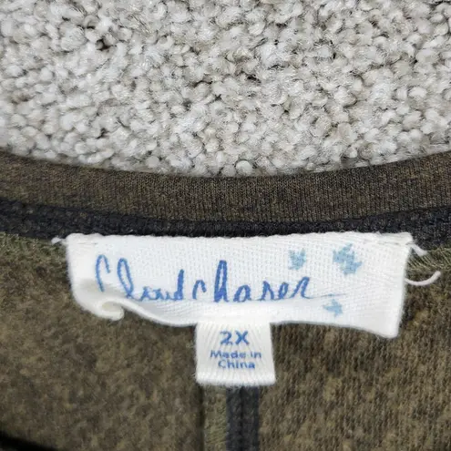 Cloud Chaser Sweater Dress Womens 2X Brown Olive Seamed A-line Pull On Midi