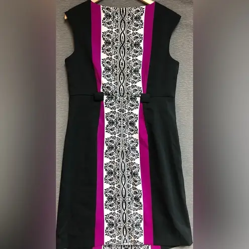 Emma & Michele Emma and Michelle 14 black sheath dress with magenta inset