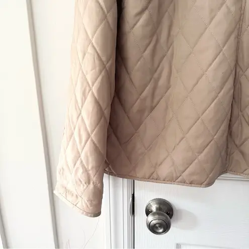 Laura Ashley Beige Diamond Quilted Button Chore Jacket Brown Corduroy Trim Large