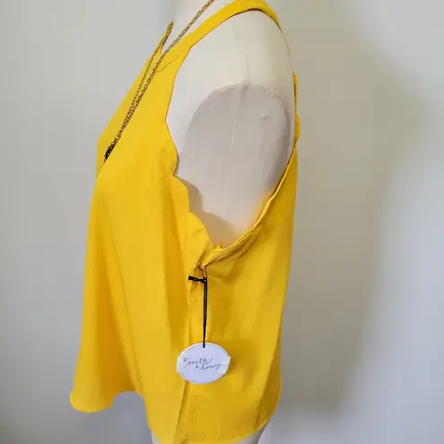 Milk and Honey mustard scalloped halter tank size large