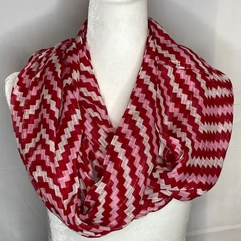 infinity Scarf  Red White Pink Lightweight