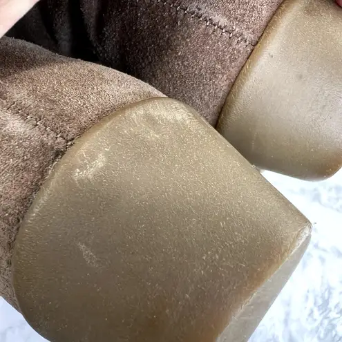 Morlands Weatherproof Sheepskin Tall Boots Size 6.5 Brown Suede Zip Warm Lined