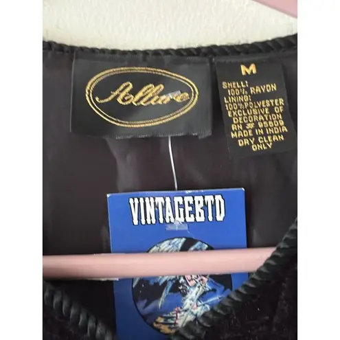 Allure 80s Vintage Sweater Triangle Swirly Novelty Print Cozy Unique M Button Up Black Size M