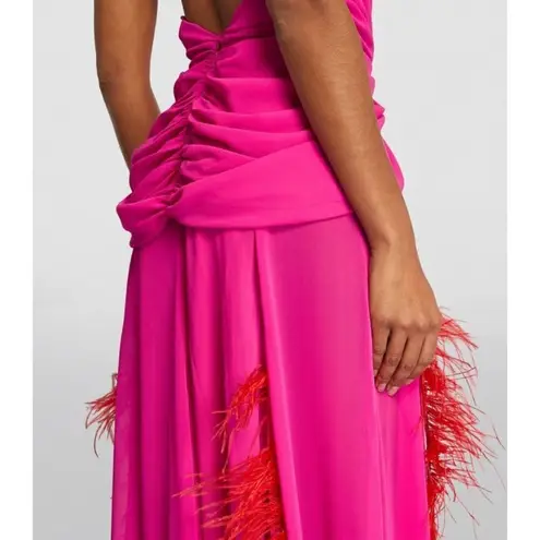 NERVI Maria Clara Feather Dress in Fuchsia 36 New Womens Long Maxi Heart Gown Pink Size undefined