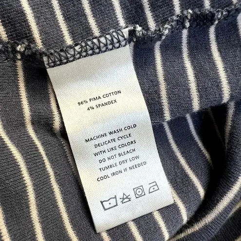 Lilla P Half Elbow Sleeve Boat Neck Striped Shirt Size Small Blue